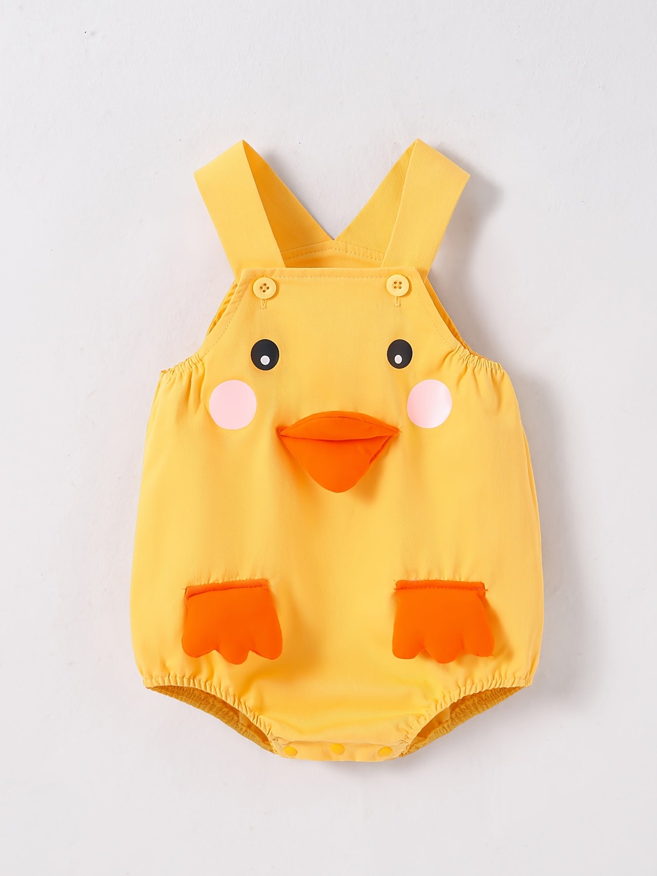 Combinaison bébé jaune à canard 3D – Barboteuse sans manches, douce et confortable