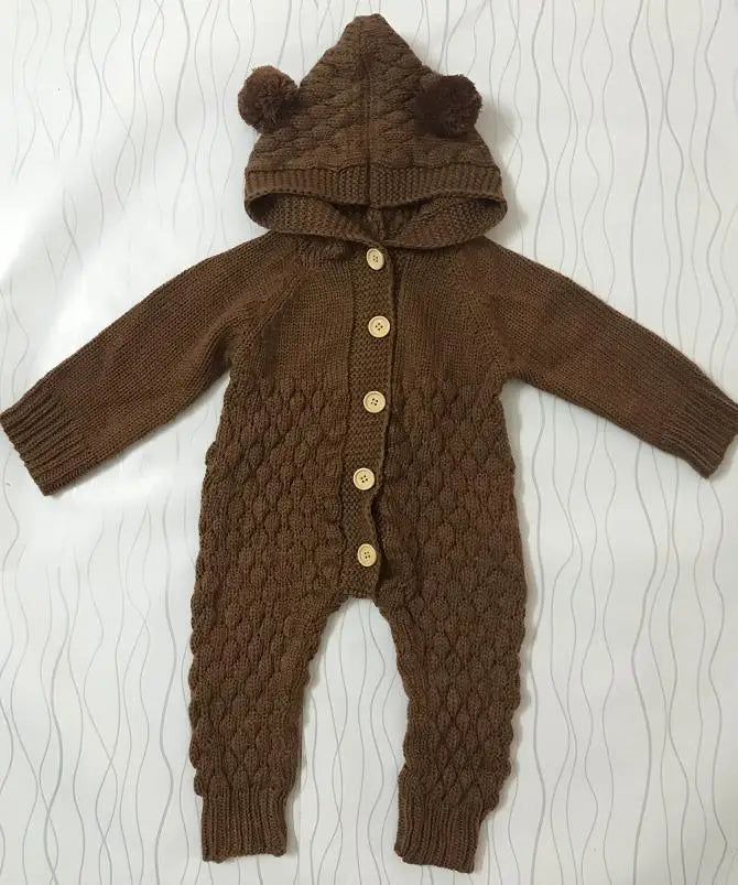 Barboteuse d'oreille 3D à manches longues pour bébés filles, combinaisons de batterie, tenues d'automne, vêtements en coton pour bébés, tenues de printemps, 0-24M