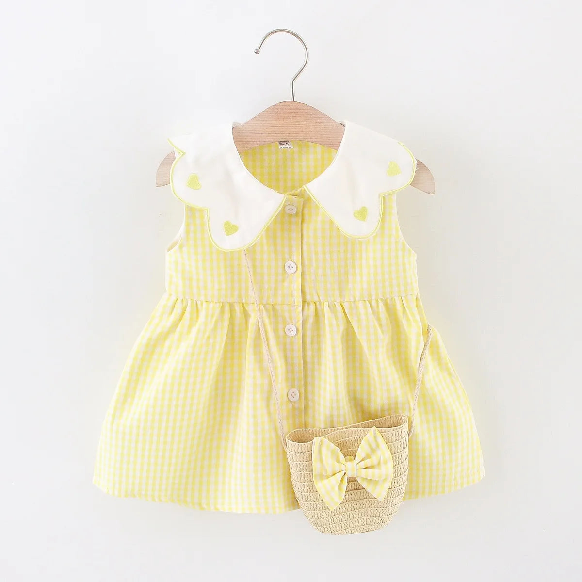 Robe Bébé Fille Sans Manches – Col Cœur en Dentelle