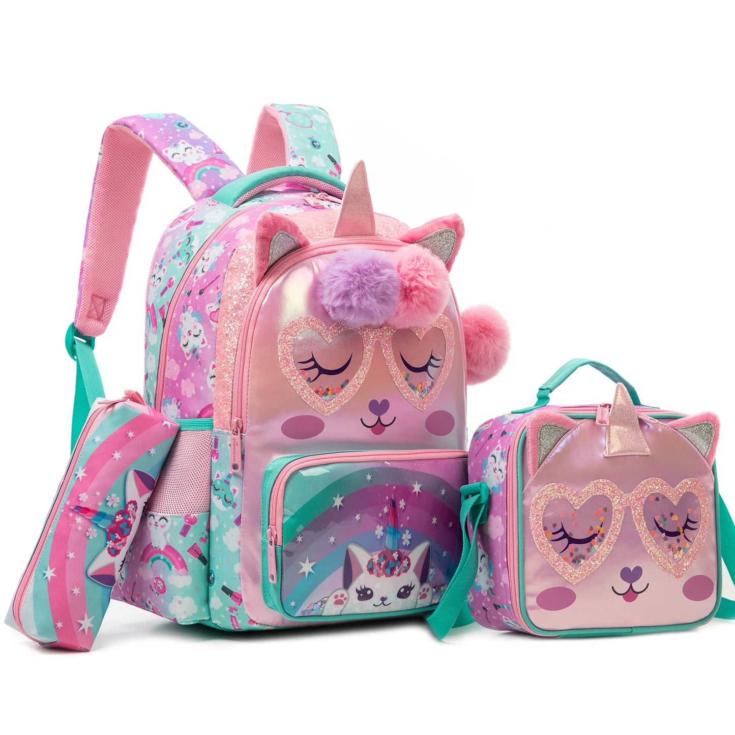 Ensemble de sacs à dos pour filles – Cartable scolaire avec sac à déjeuner et sac à livres, design mignon et pratique (3 pièces)