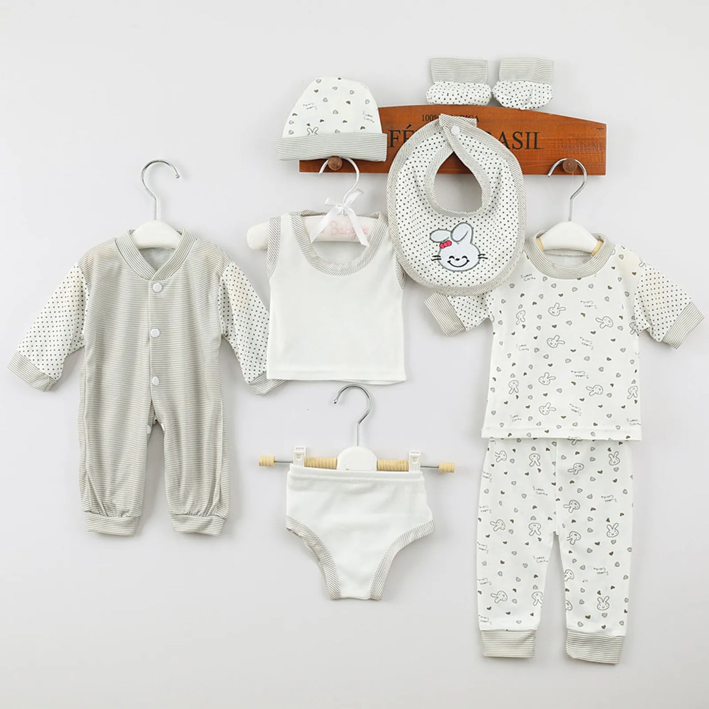 Ensemble naissance bébé 8 pièces – Coffret complet nouveau-né garçon & fille (vêtements + accessoires)