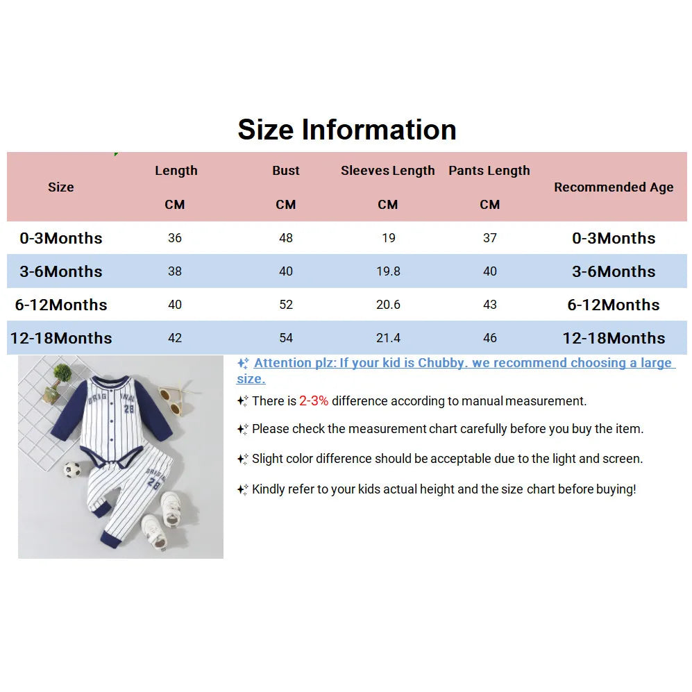 Ensemble de vêtements pour nouveau-né garçon de 0 à 18 mois, combinaison de Baseball rayée en Patchwork à manches longues avec pantalon, costume de fête d'intérieur d'automne