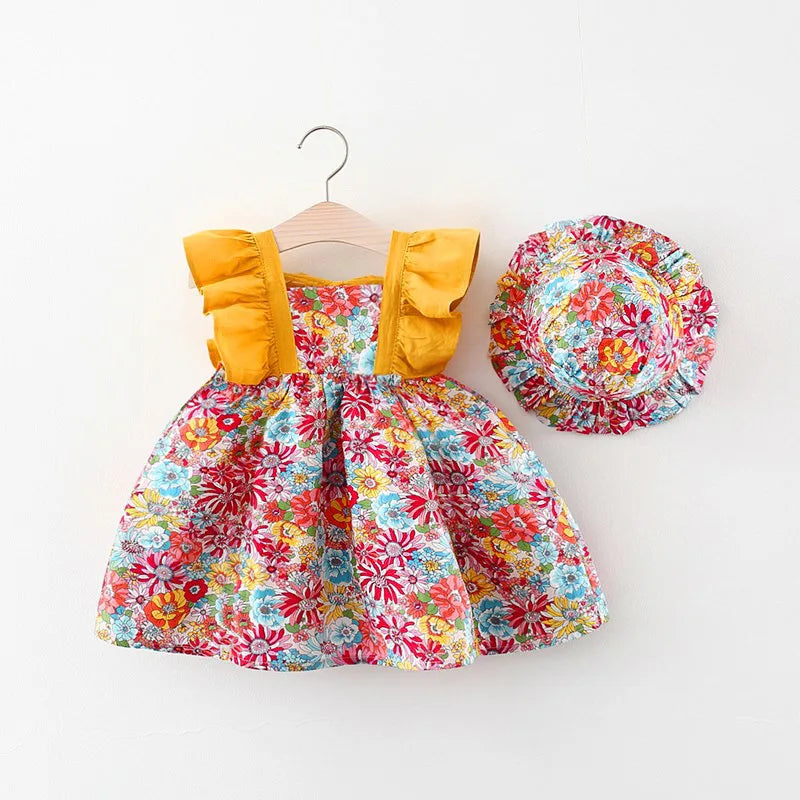 Robe Bébé Fille Fleurie à Manches Volantes – Style Princesse