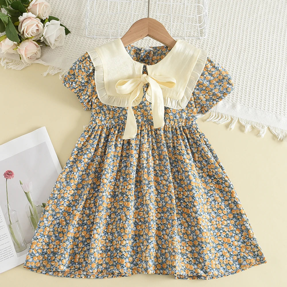 Robe Vintage Brodée Fleurie – Beige Crème (Fille)