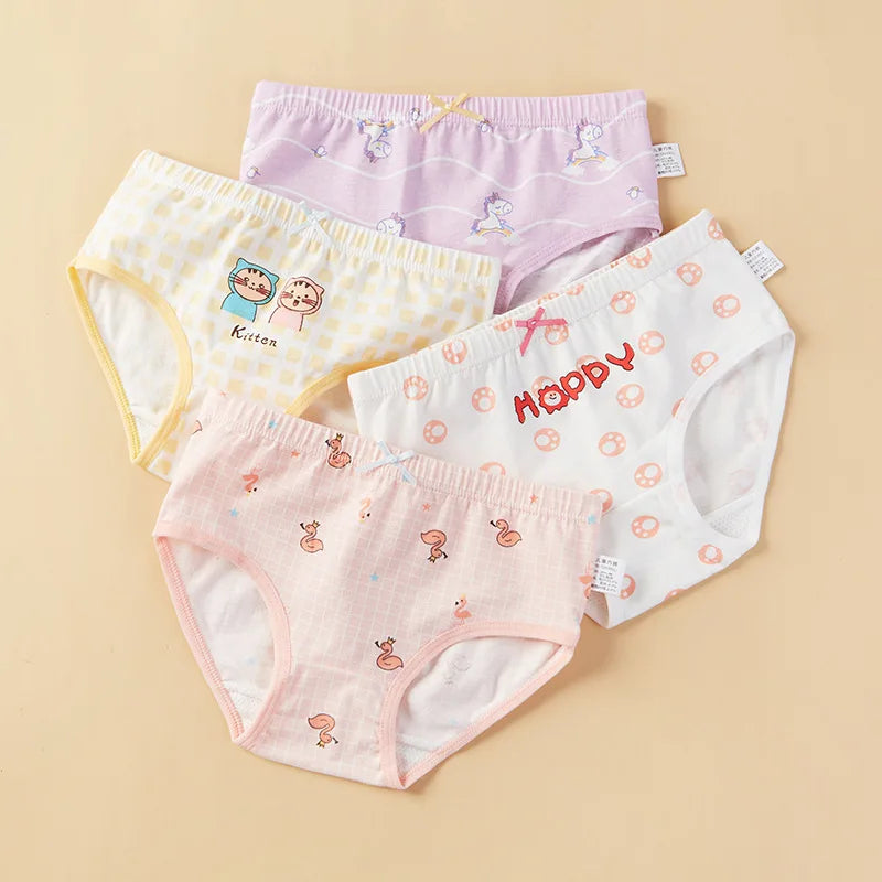 Lot de 4 Culottes Fille en Coton Doux – Confort Petit Trésor