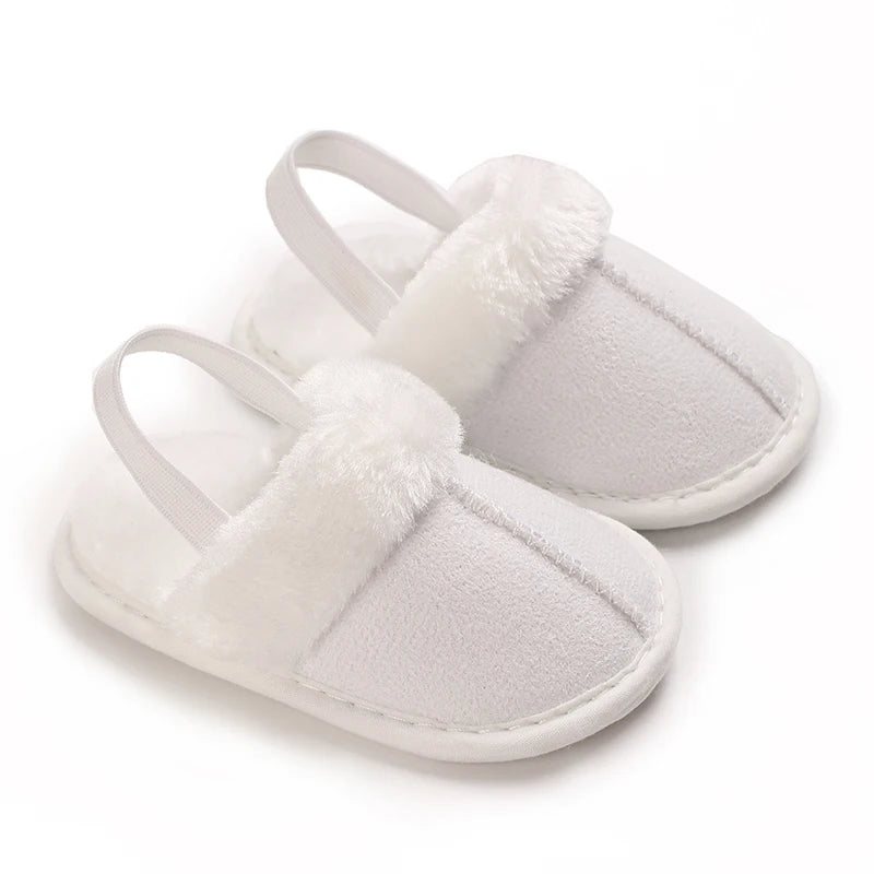 Pantoufles bébé coton doublées – Chaudes & confortables – Semelle douce (0–18 mois)