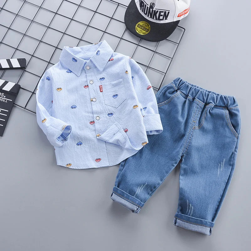 Ensemble Enfant Chic 2 Pièces – Chemise à Col + Pantalon (Unisexe, 4–6 ans)