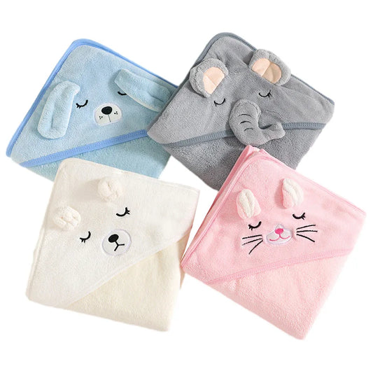 Serviettes de bain pour bébé, animaux de dessin animé, douces, à capuche, pour nouveau-né, couverture, peignoir pour tout-petits, lange d'emmaillotage chaud pour garçons et filles
