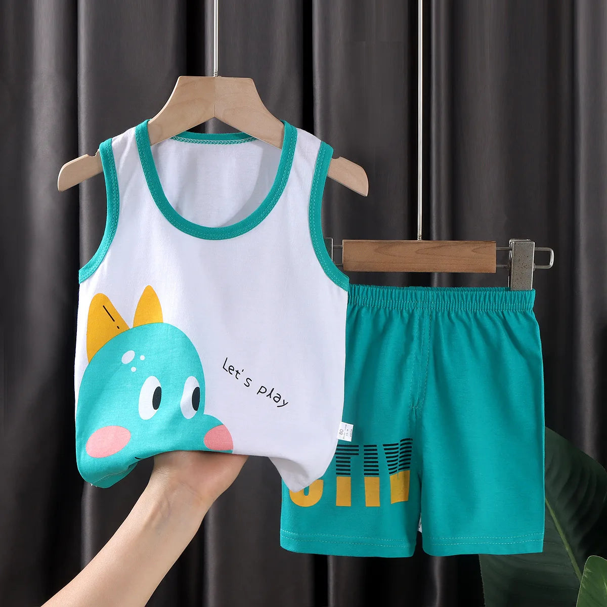 Ensemble d’été 2 pièces pour enfants – Débardeur et short en coton respirant, style décontracté unisexe