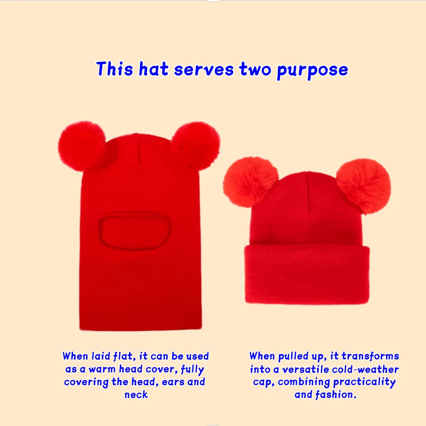 Bonnet-Cagoule Bébé d’Hiver avec Protection Oreilles & Cou – Style Ourson