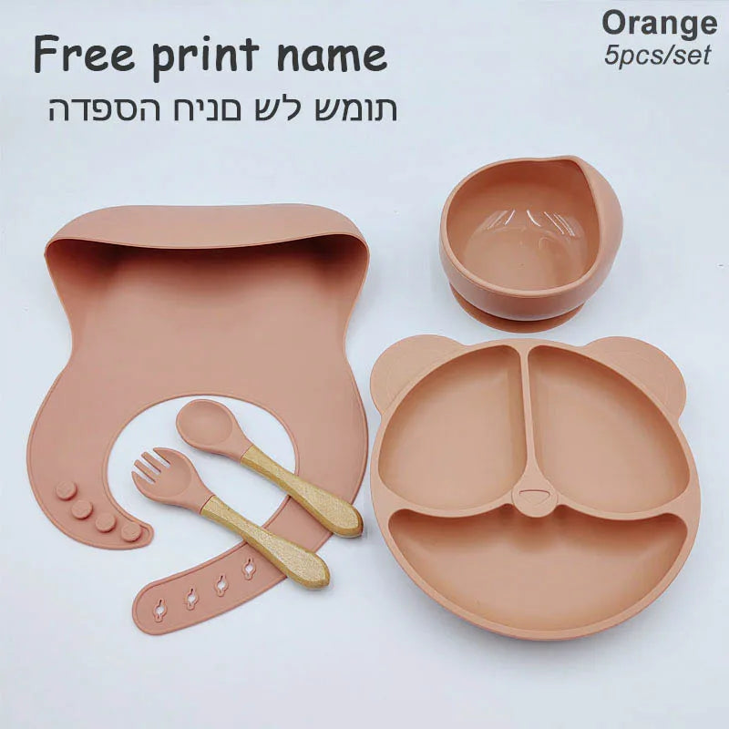 Vaisselle en silicone alimentaire pour bébé – Ensemble repas 8 pièces sans BPA, antidérapant et sécurisé