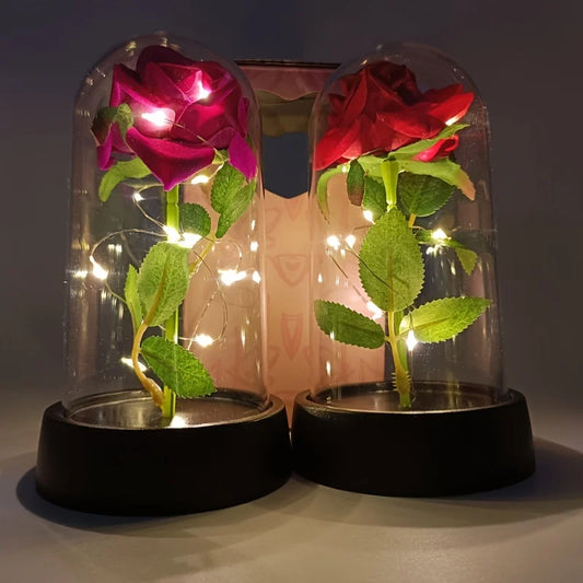 Rose Éternelle Lumineuse – Cloche Élégante (Cadeau Amour & Décoration)