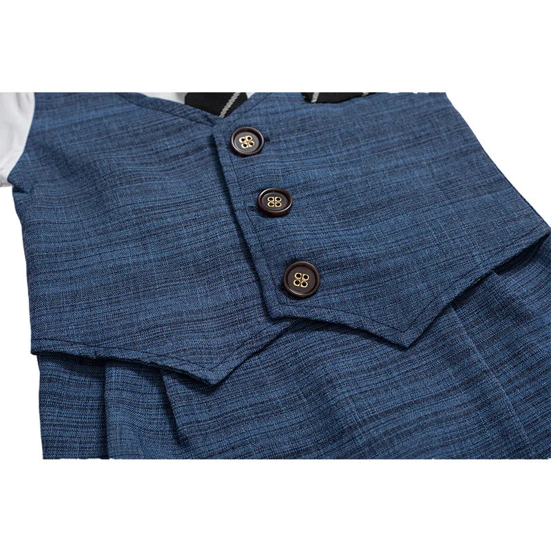 Ensemble Bébé Garçon “Petit Gentleman” – Barboteuse Habillée + Casquette | 0–12 Mois