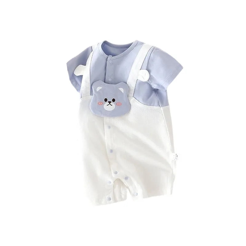 Combinaison d’été bébé garçon à manches courtes – Faux deux-pièces doux & élégant