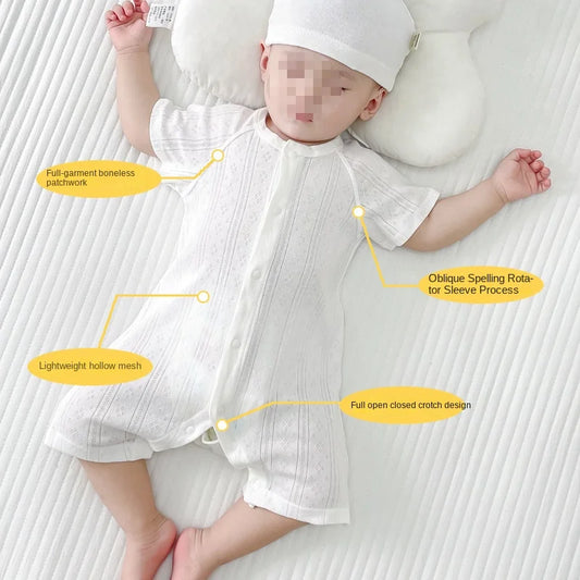 Barboteuse bébé 100 % coton (0–24 mois) – Pyjama d’été doux et respirant