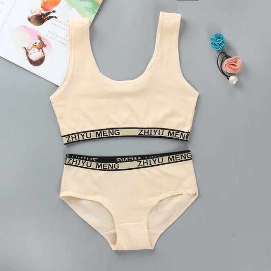 Ensemble Brassière & Culotte Fille en Coton – Doux, Confortable & Sans Fil