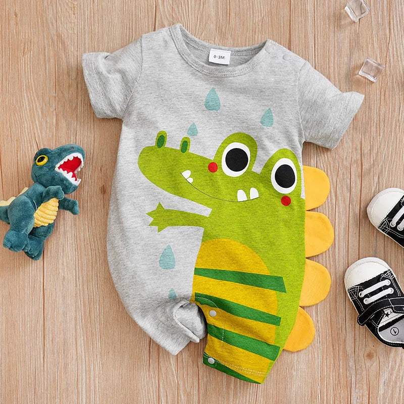 Combinaison Bébé Crocodile Mignon – Body Été en Coton Respirant