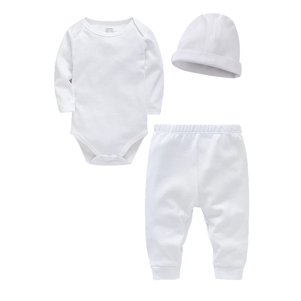 Ensemble Bébé 3 Pièces 100% Coton – Barboteuse, Pantalon & Bonnet | Douceur Essentielle