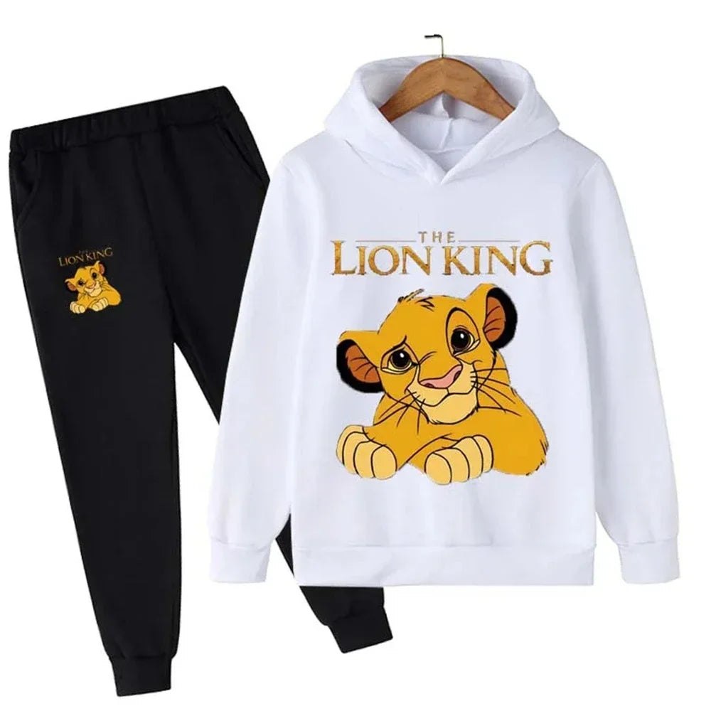 Ensemble enfant à capuche motif lion – Sweat + pantalon confortable (2 pièces)