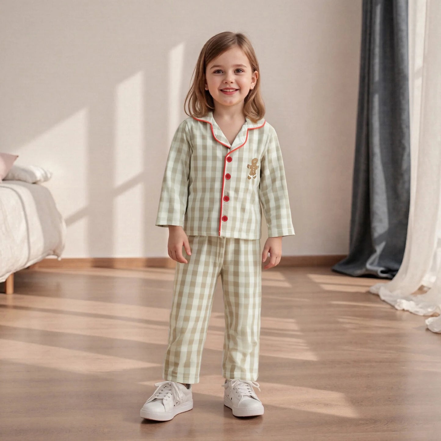 Ensemble pyjama bébé à carreaux – 2 pièces manches longues (6 mois à 4 ans)