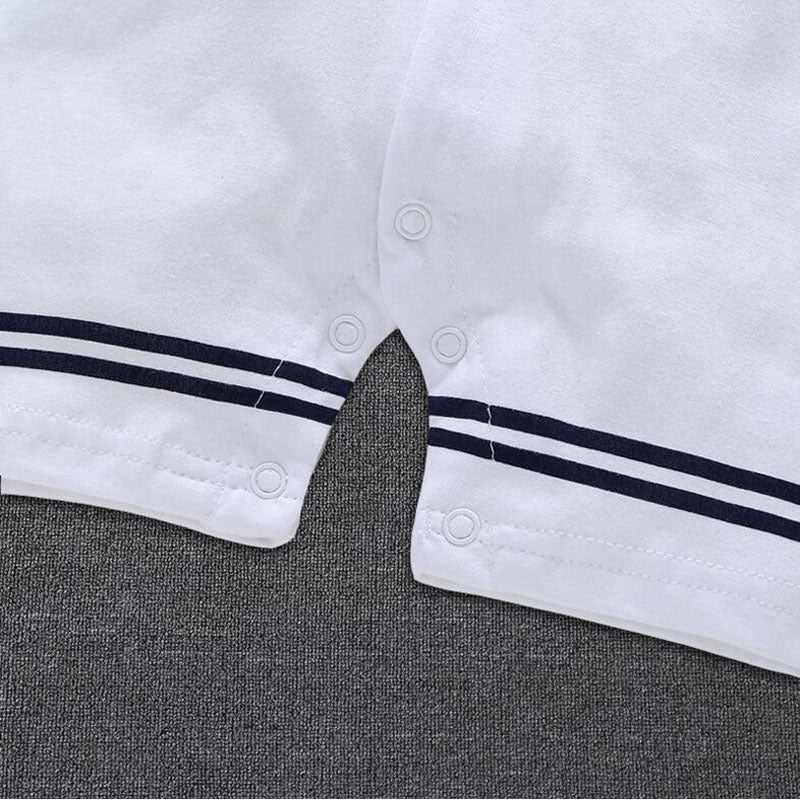 Combinaison Bébé Marin en Coton – Barboteuse Été Nouveau-né