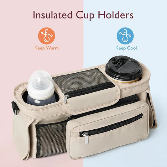 Sac Organisateur de Poussette Bébé – Grande Capacité avec Porte-Biberon et Poches Multifonctions
