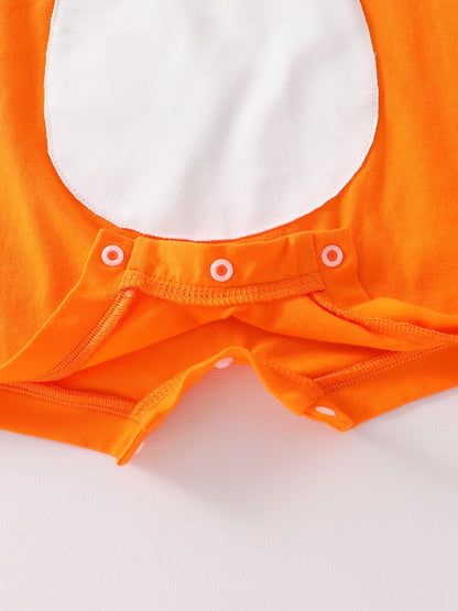 Combinaison bébé sans manches Orange Chien – Romper cartoon mignon avec oreilles 3D