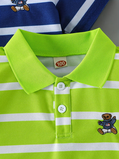 Ensemble Polo Rayé 3 Pièces Garçon – Style Sport Chic Été