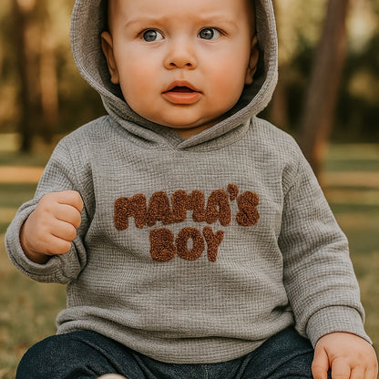 Sweat-shirt à capuche bébé garçon “MAMA’S BOY” | Haut seul, doux et confortable