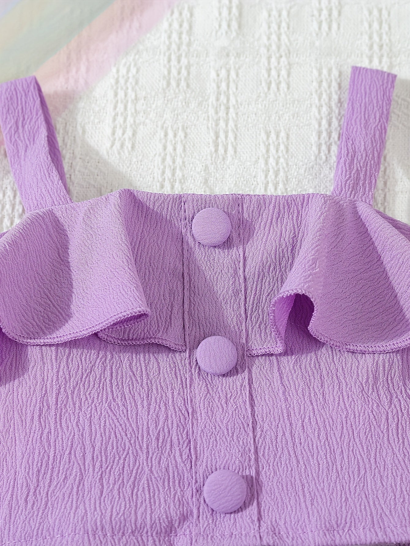 Ensemble 2 pièces fille Feuille de Lotus – Haut sans manches & Short assorti, tenue d’été élégante