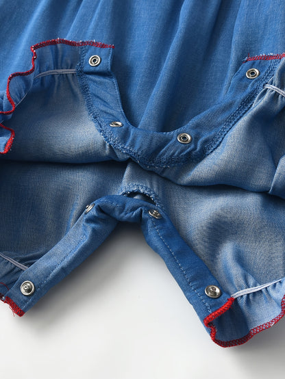 Barboteuse élégante bleue pour bébé fille – combinaison d’été légère et confortable