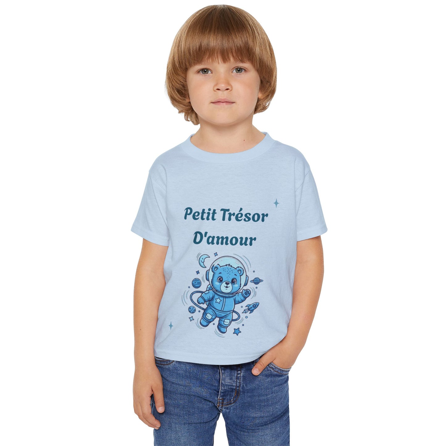 T-shirt pour tout-petits — Bleu Astronaute Ours « Petit trésor d’amour »