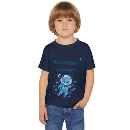 T-shirt pour tout-petits — Bleu Astronaute Ours « Petit trésor d’amour »