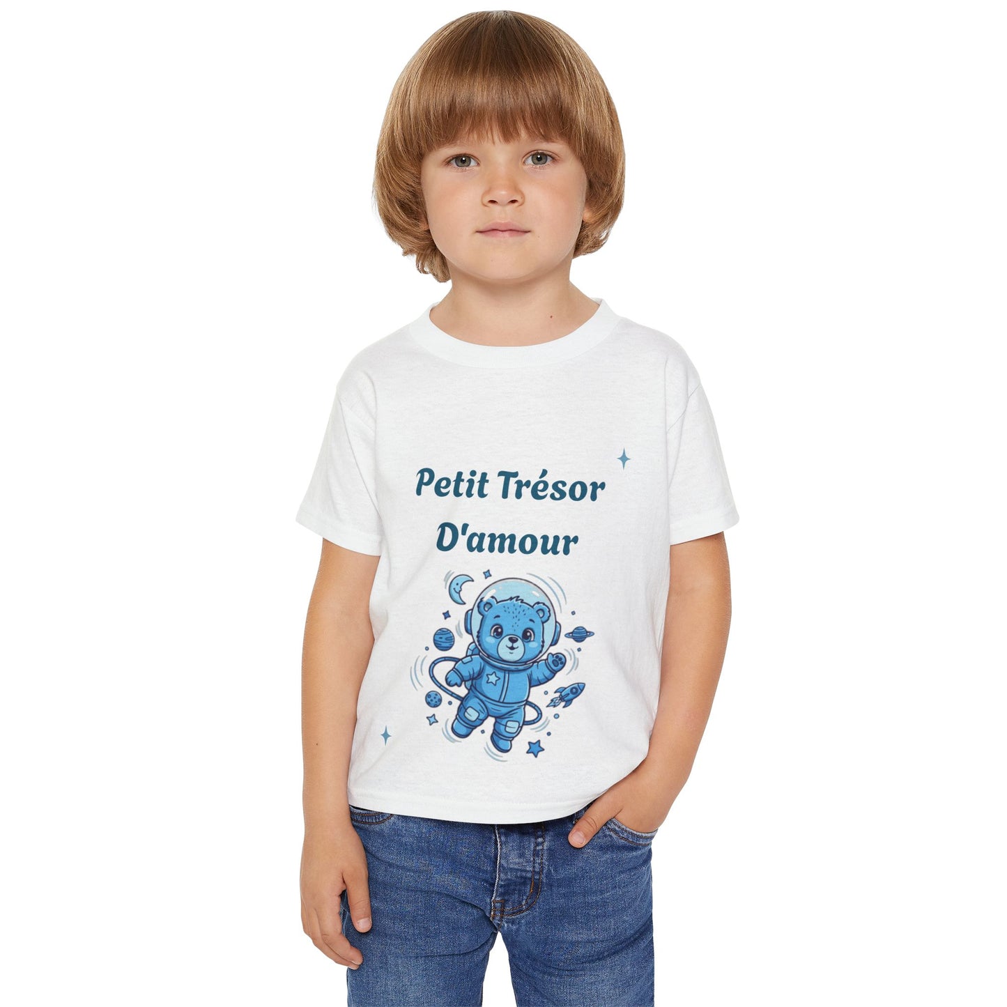 T-shirt pour tout-petits — Bleu Astronaute Ours « Petit trésor d’amour »