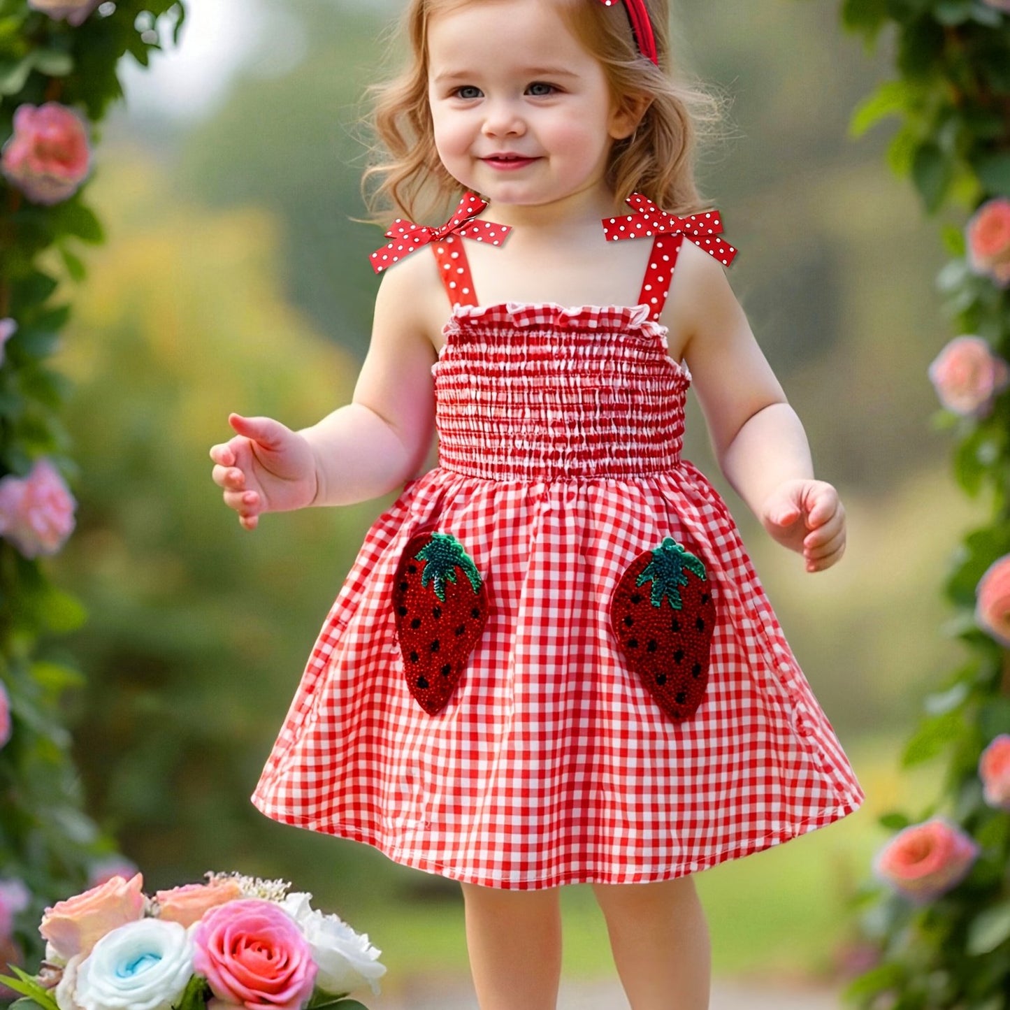 Robe bébé fille vichy fraise – Tenue estivale douce et élégante