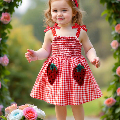 Robe bébé fille vichy fraise – Tenue estivale douce et élégante