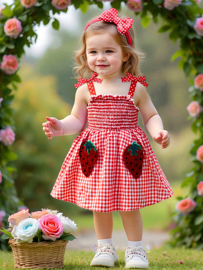 Robe bébé fille vichy fraise – Tenue estivale douce et élégante