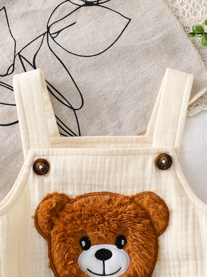 Barboteuse bébé ours 3D – Salopette douce unisexe, confort printemps-été