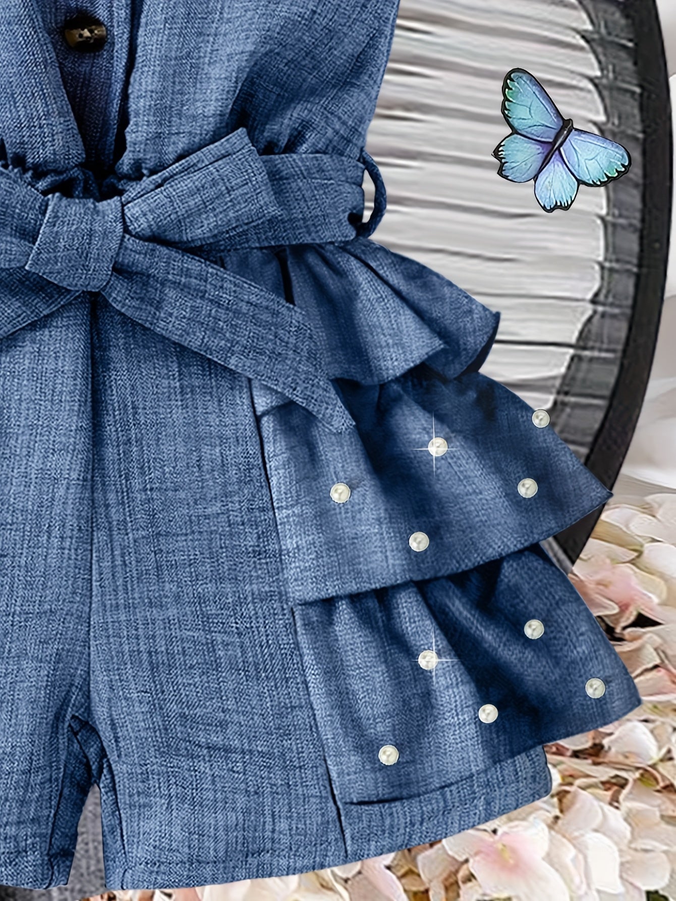 Combishort en denim perlé – Petite Élégance d’Été