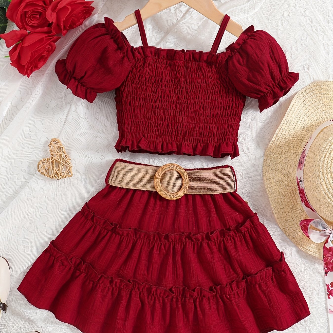 Ensemble jupe princesse épaules dégagées – Collection Été Soleil