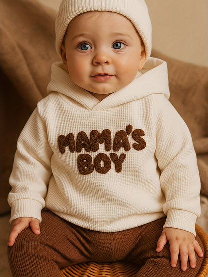 Sweat-shirt à capuche bébé garçon “MAMA’S BOY” | Haut seul, doux et confortable