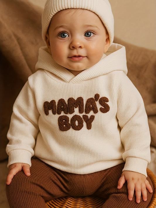 Sweat-shirt à capuche bébé garçon “MAMA’S BOY” | Haut seul, doux et confortable