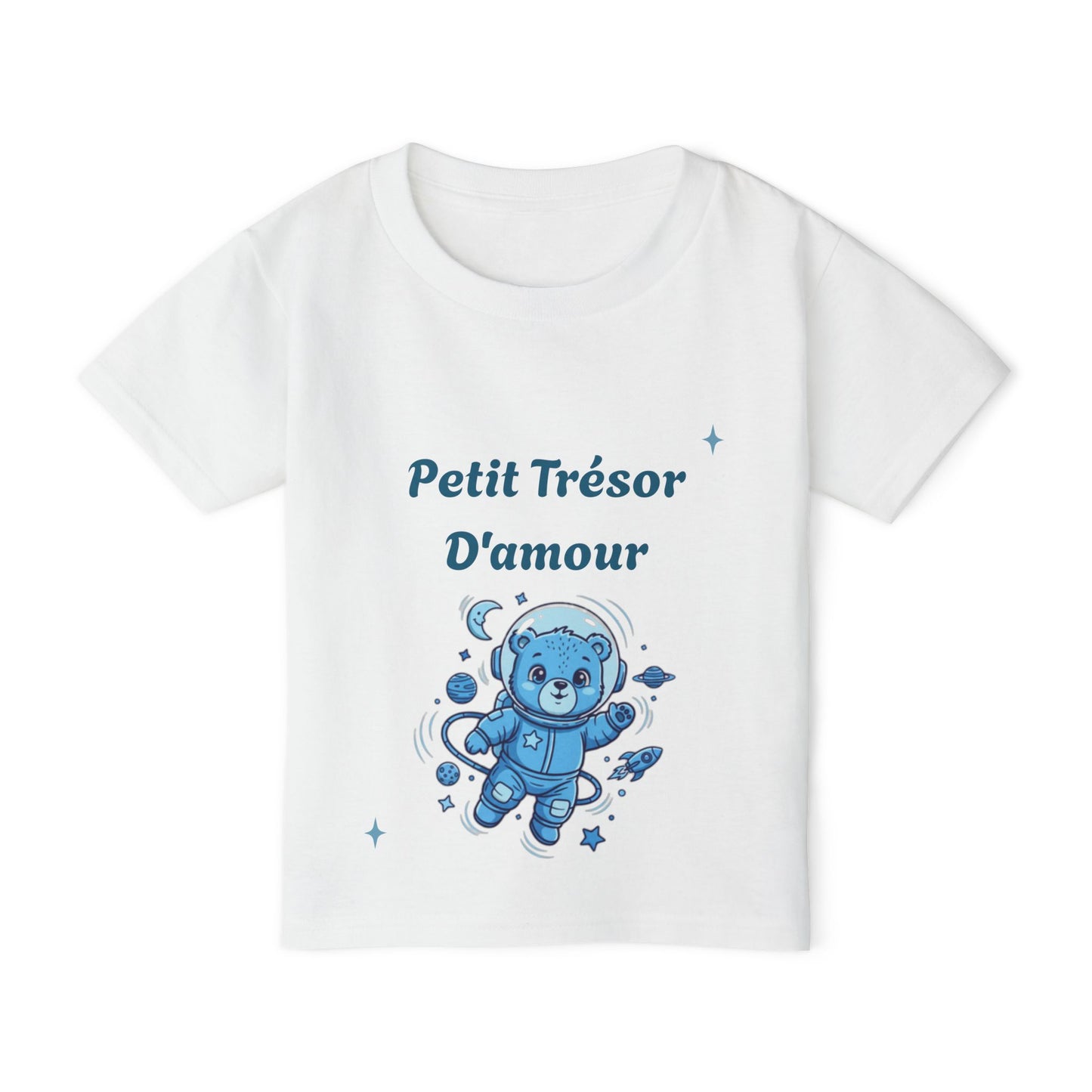 T-shirt pour tout-petits — Bleu Astronaute Ours « Petit trésor d’amour »