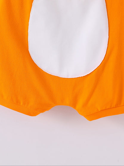 Combinaison bébé sans manches Orange Chien – Romper cartoon mignon avec oreilles 3D