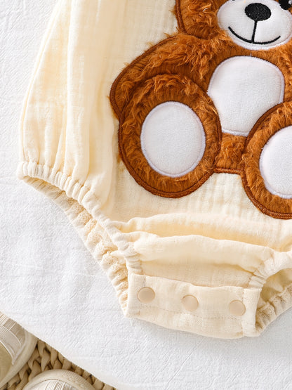 Barboteuse bébé ours 3D – Salopette douce unisexe, confort printemps-été