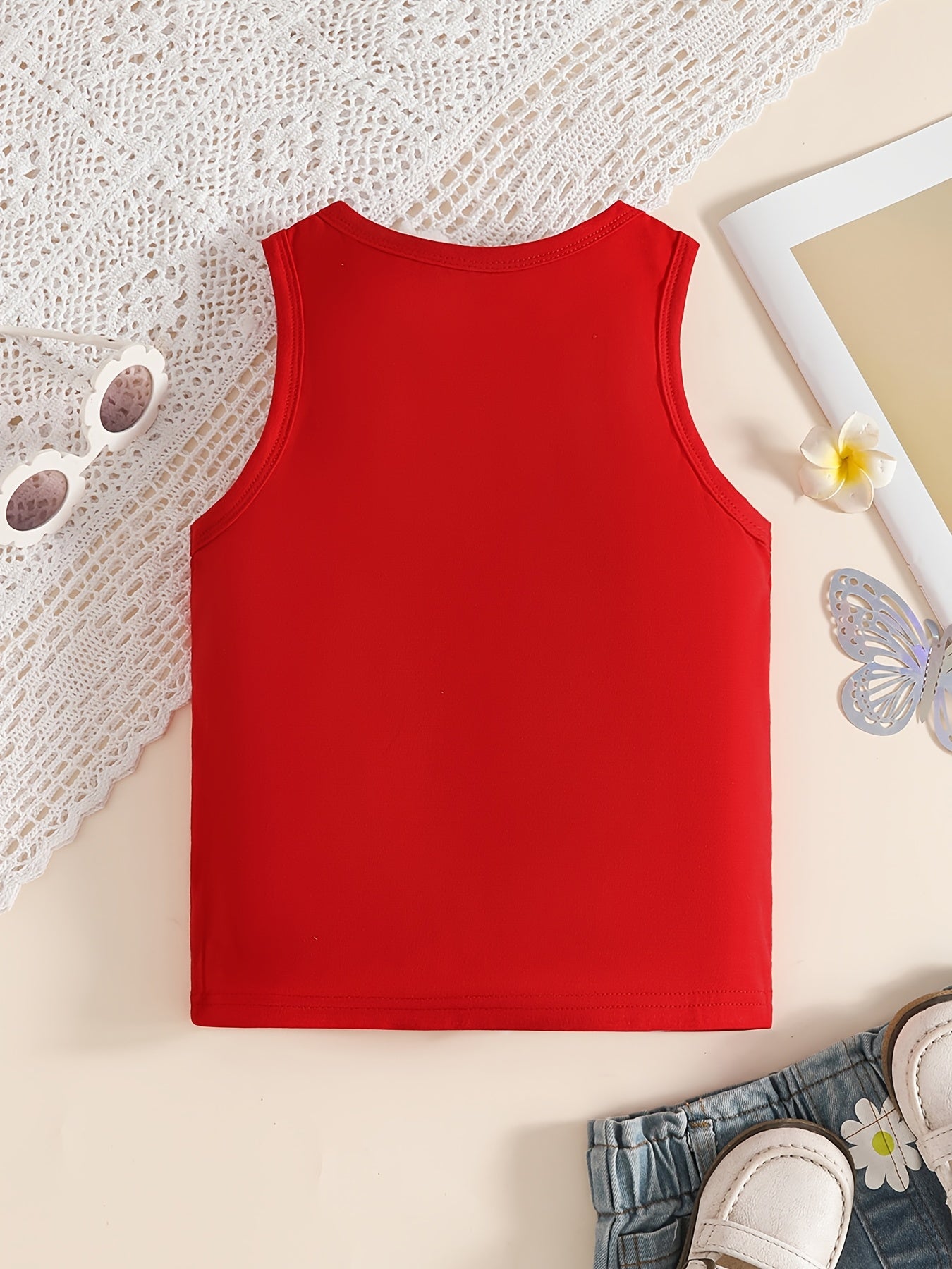 Ensemble fille cœur & nœud – Débardeur sans manches + jupe vichy | Confort été