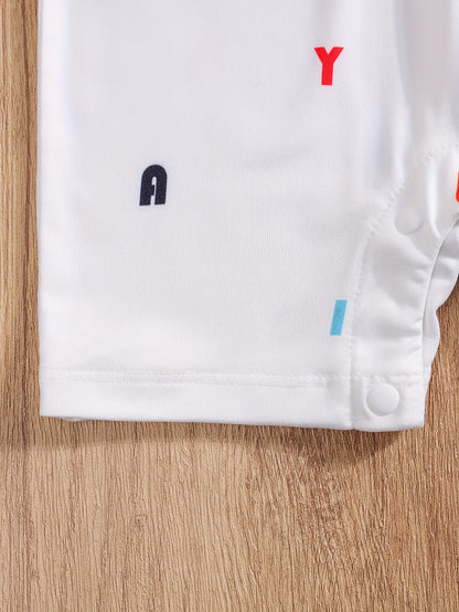 Combinaison Polo Bébé Nouveau-né – 1 Pièce – 100 % Coton Doux – Motifs Lettres Brodées – Été