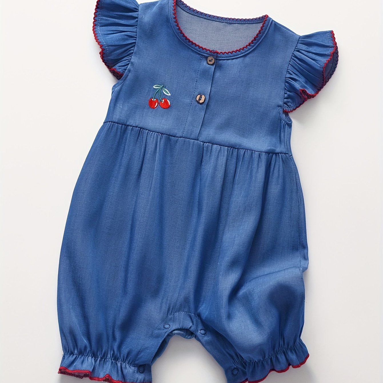 Barboteuse élégante bleue pour bébé fille – combinaison d’été légère et confortable