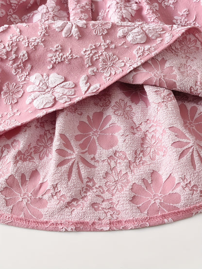 Robe d’Été Fille Sans Manches à Nœud – Coupe Évasée, Col Carré, Style Princesse