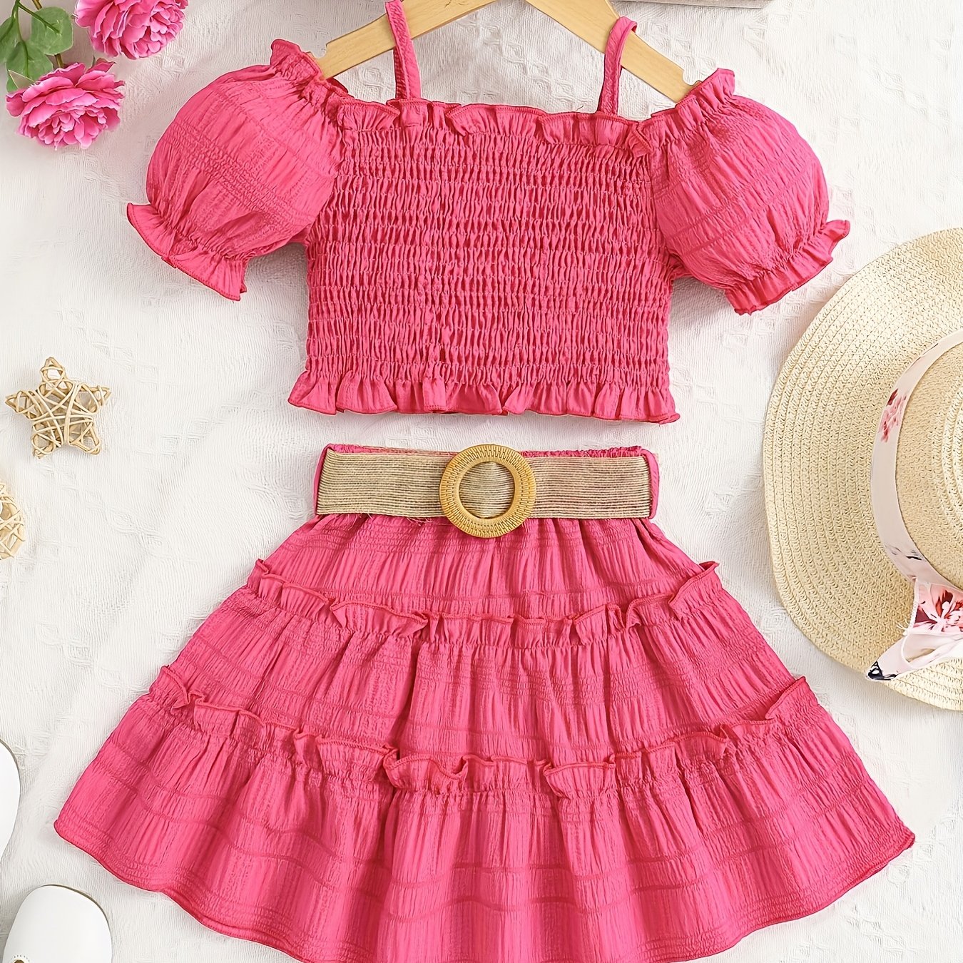 Ensemble jupe princesse épaules dégagées – Collection Été Soleil